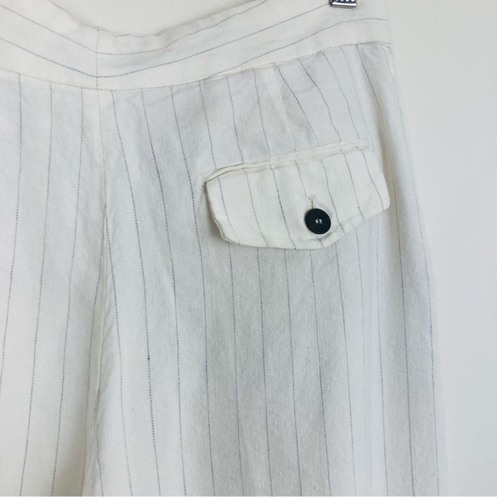 Massimo Dutti white linen pin stripe wide leg linen trousers. Size 4 - Picture 6 of 8